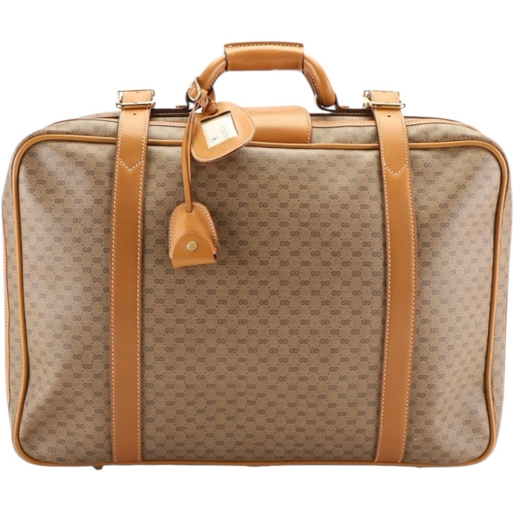 Gucci Micro GG Coated Canvas and Leather Travel Bag Luggage Tag lock key vintage - Picture 3 of 16